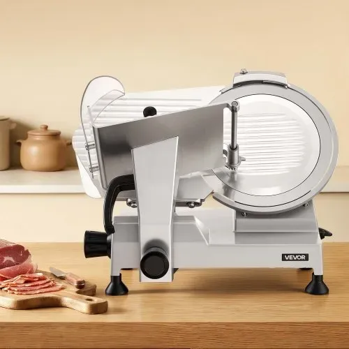 VEVOR Allesschneider Elektrisch 400 W, Fleischschneider, Abnehmbare 30 cm Kohlenstoffstahl-Klinge & Auffangschale, 0–15 mm Einstellbare Schnittstärke, für gefrorenes Fleisch, Schinken, Baguette – Bild 7