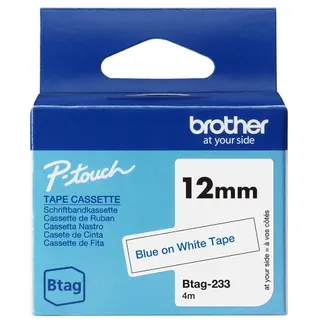 Brother BTAG-233 Etiketten erstellendes Band Blau auf weiss Brother BTAG-233 Etiketten erstellendes Band Blau auf weiss