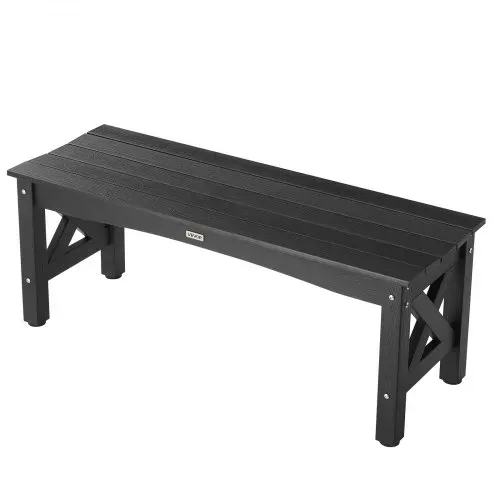 VEVOR Gartenbank Gartenmöbel Bänke 113 cm 272 kg Tragkraft, wetterfeste Verandabank mit verstellbaren Fußpolstern & dickem Bein, Terrassenbank aus Kunststoff für Garten Park Hof Veranda, Schwarz – Bild 9
