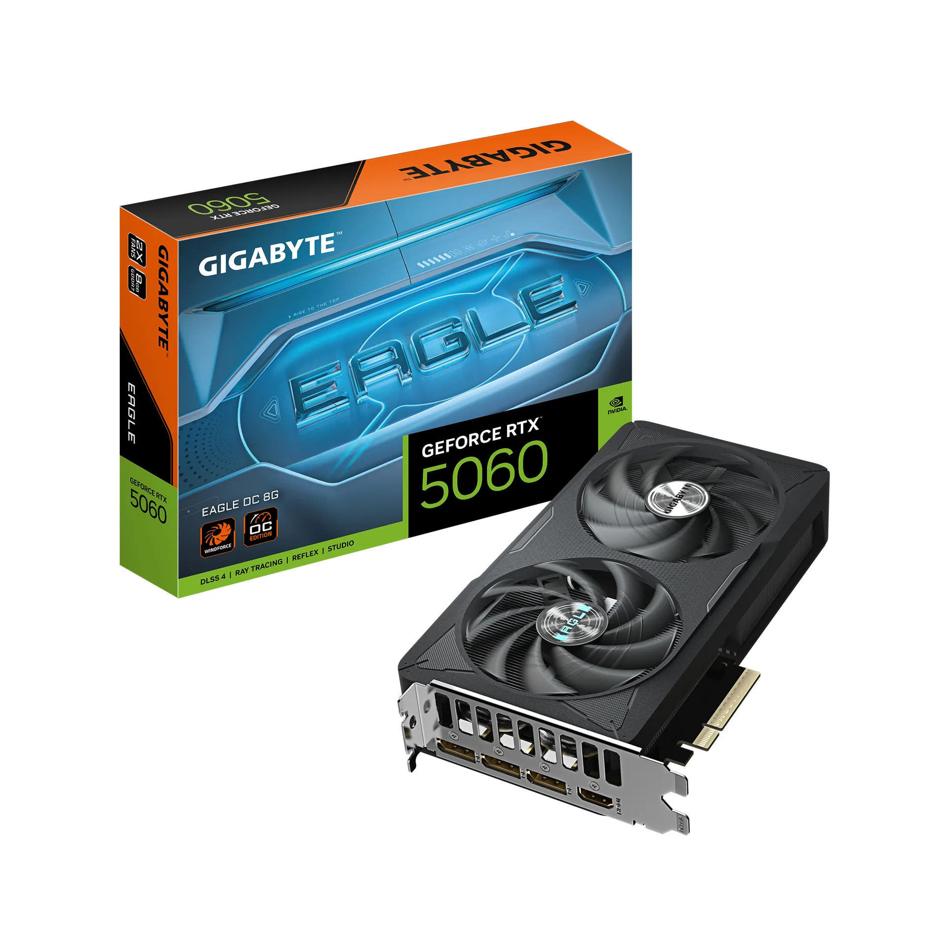 GIGABYTE GeForce RTX 5060 EAGLE OC 8G Grafikkarte – 8GB GDDR7, 128bit, PCI-E 5.0, 2550 MHz Kerntakt, 3 x DisplayPort, 1 x HDMI, GV-N5060EAGLE OC-8GD GIGABYTE GeForce RTX 5060 EAGLE OC 8G Grafikkarte – 8GB GDDR7, 128bit, PCI-E 5.0, 2550 MHz Kerntakt, 3 x DisplayPort, 1 x HDMI, GV-N5060EAGLE OC-8GD