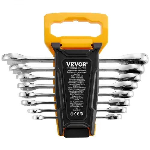 VEVOR Schlüsselsatz 8-teiliger Ratschenschlüsselsatz mit Organizer-Rack, Cr-V-Stahl-Schlüsselsatz metrisch 8 mm bis 19 mm, ideal für den allgemeinen Haushalt Garage Werkstatt Autoreparaturen – Bild 8