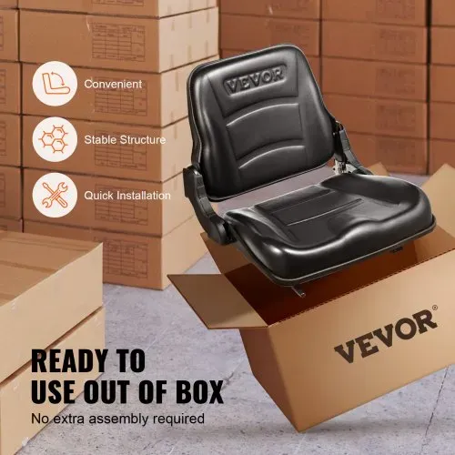 VEVOR Universal Traktorsitz aus PVC-Kunstleder und Polyurethanschaum Traktor Schleppersitz mit verstellbarer Rückenlehne und Mikro-Sicherheitsschalter Treckersitz Fahrersitz 160–340mm Schlitz – Bild 5