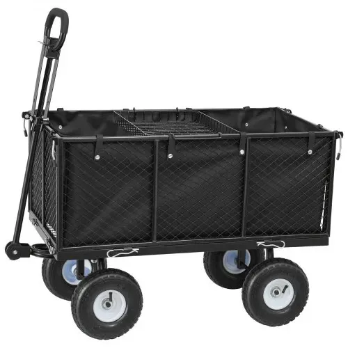 VEVOR Bollerwagen, 544 kg, Handwagen, Transportwagen mit Luftreifen, verstellbarem Griff, abnehmbaren Seitenwänden, Strandwagen, Campingwagen, Gartenwagen zur Befestigung an ATV oder Traktor, Schwarz – Bild 9
