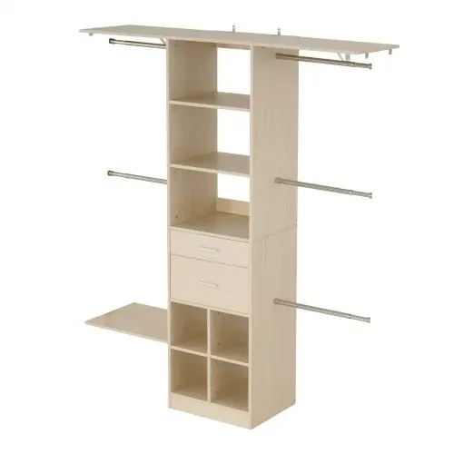 VEVOR Garderobenständer mit 2 Schubladen, verstellbarer Kleiderständer aus Holz, Kleiderschrankorganisation mit 5 ausziehbaren Kleiderstangen (46-81 cm) Schranksystem für begehbare Garderoben – Bild 9