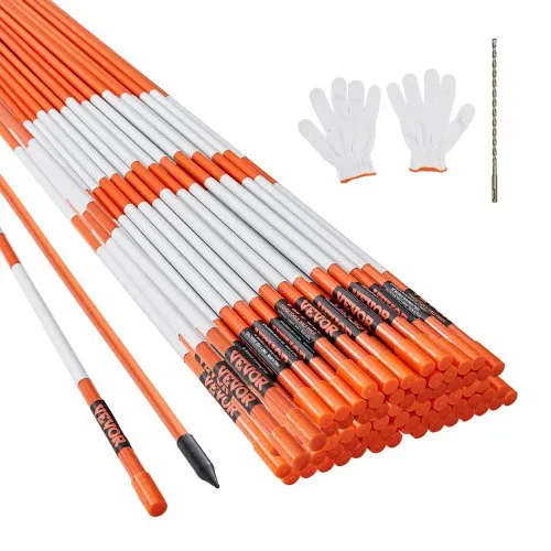 VEVOR 100er-Pack 1219,2 mm Einfahrtsmarkierungen, orangefarbene Schneepflugpfähle, 7,87 mm Fiberglasstab VEVOR 100er-Pack 1219,2 mm Einfahrtsmarkierungen, orangefarbene Schneepflugpfähle, 7,87 mm Fiberglasstab