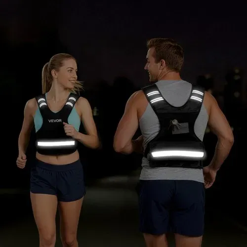 VEVOR Gewichtsweste Verstellbar mit 6 Gewichtsbeuteln à 1 lbs für Individuelles Training, X-förmige Fitnessweste mit Reflektorstreifen und Schnallenriemen für Krafttraining Laufen und Joggen Schwarz – Bild 7