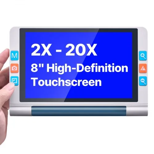 VEVOR Tragbare digitale Lupe, 8-Zoll-Touchscreen, elektronische Leselupe, Lesehilfe für Sehschwäche, 2- bis 20-facher Zoom, mit 13-MP-Autofokus-Objektiv, 26 Farbmodi, HDMI-Ausgang, 16 GB Speicher VEVOR Tragbare digitale Lupe, 8-Zoll-Touchscreen, elektronische Leselupe, Lesehilfe für Sehschwäche, 2- bis 20-facher Zoom, mit 13-MP-Autofokus-Objektiv, 26 Farbmodi, HDMI-Ausgang, 16 GB Speicher