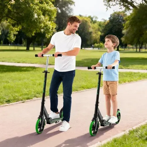 VEVOR Scooter (2 Räder) für Kinder ab 8 Jahren, Cityroller Kinderroller Straßenroller mit höhenverstellbarem Lenker & rutschfestem Deck, faltbarer Tretroller bis zu 100 kg, Schwarz + Grün – Bild 7