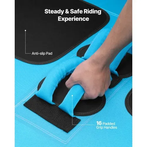 VEVOR Towable Tube für Boote, Wassersport-Schleppreifen für 3 Personen, bis 231 kg Tragfähigkeit, mit 2 Zugpunkten, Nylonhülle, Gepolsterten Griffen und Sicherheitsventil, für Seen, Flüsse, Blau – Bild 5