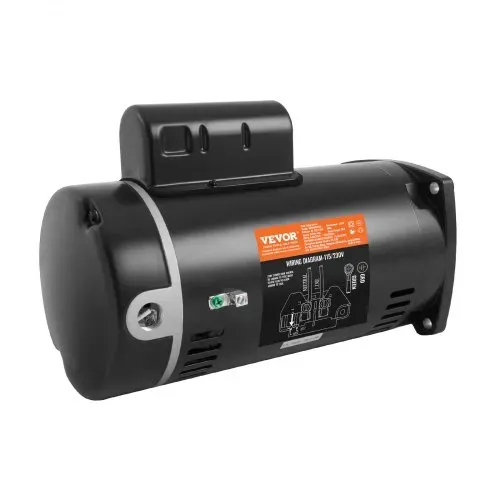VEVOR 1 PS Poolpumpenmotor, 56Y Rahmen, 115V(9 Ampere)/230V(4.5 Ampere) 3450U/min, 60Hz, 1.25 Betriebsfaktor, 90μF/250V Kondensator, CCW Rotation Vierkantflansch Ersatzmotor – Bild 10
