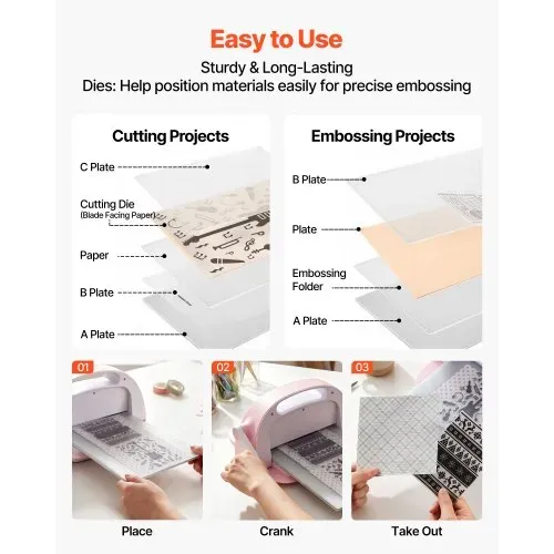 VEVOR Prägeschablonen, 15 Stk. 105x148 mm Prägefolder, Embossing Folder für VEVOR Stanz- & Prägemaschinen, Geprägte Schablonen aus PP-Kunststoff für Scrapbooking & Kartenherstellung – Bild 4