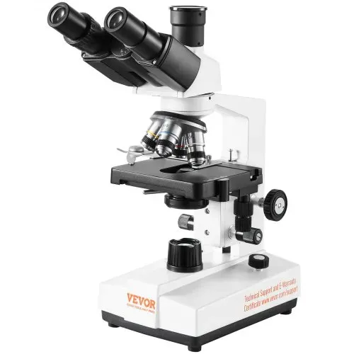VEVOR Trinokulares Mikroskop 10X, 25X, 2X Hilfslinse Compound Mikroskop, Objektive 4X, 10X, 40X, 100X, Labor Auflicht Mikroskop Vergrößerung 40-5000, 100–240 V Labormikroskop
Verbundmikroskop – Bild 8