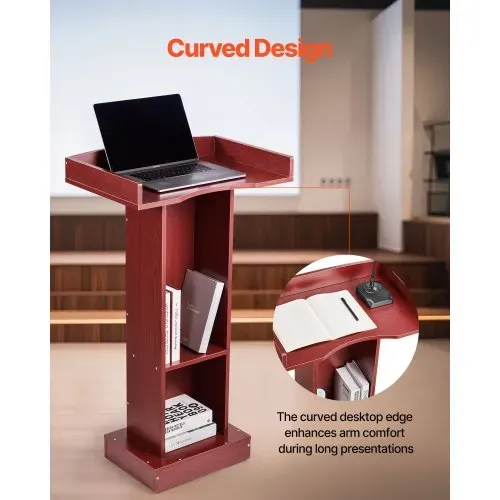 VEVOR Podiumständer Holzrednerpult (105 cm), Laptop-Schreibtisch mit breiter Lesefläche & Ablagefläche & Kantenstopper &elegantem Design, bodenstehend, für Klassenzimmer Konferenzen Kirchen – Bild 2