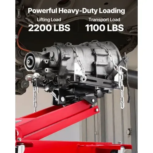 VEVOR Wagenheber mit niedrigem Profil 1 T, hydraulischer Rangierwagenheber mit 18,5–70 cm Hubhöhe & flexiblen 360°-Schwenkrädern, Hochleistungs-Hebebühne für Garage / Werkstatt Rot – Bild 2