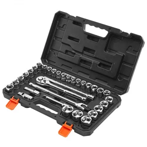 VEVOR Steckschlüsselsatz 33-tlg. 12,7 mm Antriebssteckschlüssel und Ratschensatz, SAE und metrisch, Werkzeugsatz mit Ratschenschlüssel, Verlängerungsstange Tragkoffer, CR-V-Legierungsstahl – Bild 8