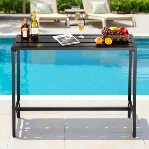 VEVOR Bartisch, 1200 x 375 x 980 mm, Bistrotisch, Stehtisch mit Metallgestell, rechteckige Esstische, Küchentisch, Tresentisch, Partytisch, Gartenmöbel für Balkon, Garten, Poolrand – Bild 7