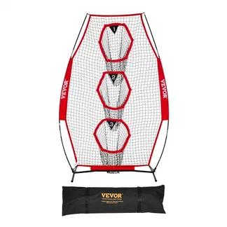 VEVOR Fußballtrainer Wurfnetz Übungsnetz (168 x 77 x 245 cm) mit 3 Zieltaschen & tragbarer Aufbewahrungstasche & Gurten, Wurfziel-Training für die Passgenauigkeit des Quarterbacks, rot VEVOR Fußballtrainer Wurfnetz Übungsnetz (168 x 77 x 245 cm) mit 3 Zieltaschen & tragbarer Aufbewahrungstasche & Gurten, Wurfziel-Training für die Passgenauigkeit des Quarterbacks, rot
