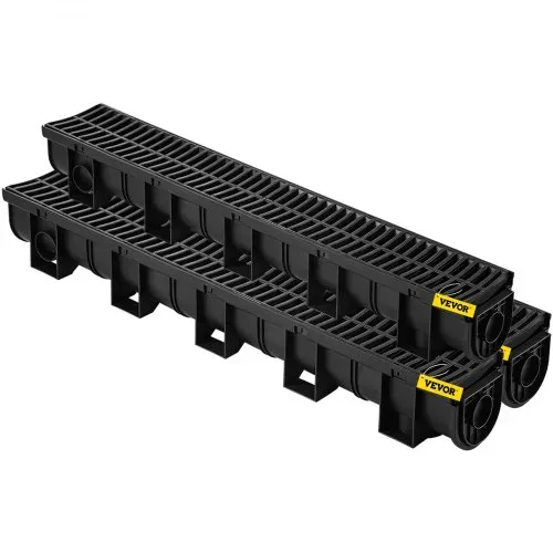VEVOR Dachrinnen-Set, 3er-Pack, Entwässerungsrinne, HDPE-Kunststoff-Gitterrost-Grabenentwässerungssystem 15x13x100cm, mit 3 Endkappen, Steckverbindung, für Gartenablauf, Auffahrt, Pool, Gehweg – Bild 8