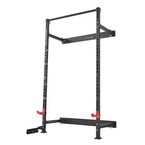 VEVOR Power Cage Klappbar 454 kg Belastbar, Wandmontiertes Power Rack, Multifunktionales Krafttrainingsgerät mit Landminenbefestigung & verstellbaren J-Haken & Klimmzugstange für Heimfitnessstudio – Bild 8