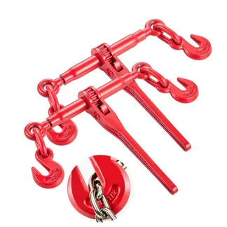 VEVOR 9215LBS 3/8″ – 1/2″ Ratschenbinder, 9.215 lbs, sichere Arbeitslast, G70-Haken und einstellbare Länge, für Ketten der Güteklasse 70–80, Festzurren, Transportieren, Abschleppen, 2er-Pack, Rot VEVOR 9215LBS 3/8″ – 1/2″ Ratschenbinder, 9.215 lbs, sichere Arbeitslast, G70-Haken und einstellbare Länge, für Ketten der Güteklasse 70–80, Festzurren, Transportieren, Abschleppen, 2er-Pack, Rot