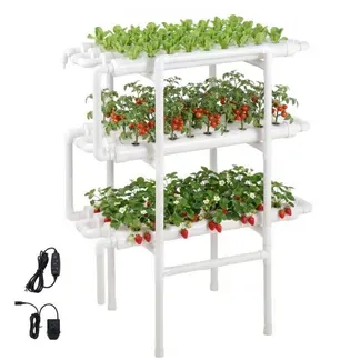 VEVOR Hydroponisches Pflanzensystem, 3 Ebenen, 108 Steckplätze, UPVC-Rohrsystem mit Zeitschaltuhr für Bewässerung, Lichtundurchlässigen Rohren, Geeignet für Anbau von Gemüse, Obst & Kräutern VEVOR Hydroponisches Pflanzensystem, 3 Ebenen, 108 Steckplätze, UPVC-Rohrsystem mit Zeitschaltuhr für Bewässerung, Lichtundurchlässigen Rohren, Geeignet für Anbau von Gemüse, Obst & Kräutern