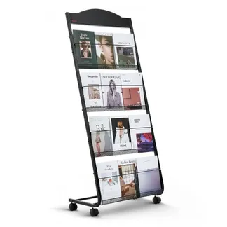 VEVOR faltbarer Prospektständer Zeitschriftenständer mit 4 Taschen, rollbarer Literaturständer Kataloghalter Schrägsteller, Buchständer Bodenaufsteller für Messe, Büroshows, Ausstellung VEVOR faltbarer Prospektständer Zeitschriftenständer mit 4 Taschen, rollbarer Literaturständer Kataloghalter Schrägsteller, Buchständer Bodenaufsteller für Messe, Büroshows, Ausstellung
