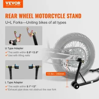 VEVOR Motorrad Ständer Set Montageständer 0,39 t Belastbar, U-Type + L-Type, 225–350 mm / 230–330 mm Hinten Montageständer Motorrad Heber Montagelift Montageheber, mit vier Laufrollen Montageständer VEVOR Motorrad Ständer Set Montageständer 0,39 t Belastbar, U-Type + L-Type, 225–350 mm / 230–330 mm Hinten Montageständer Motorrad Heber Montagelift Montageheber, mit vier Laufrollen Montageständer
