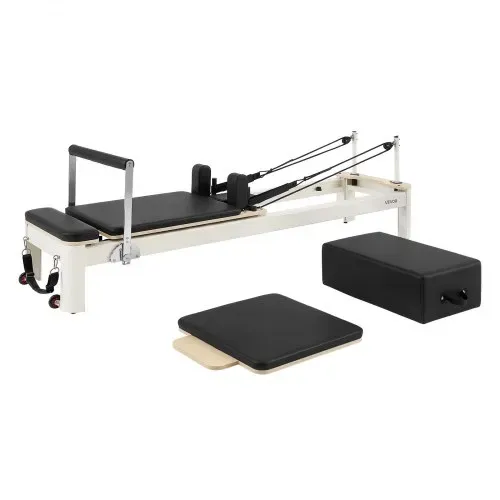 VEVOR Pilates Reformer Gerät mit Aluminiumrahmen 181 kg 2350 x 690 x 945 mm Ideal für Home-Gyms und Studios, mit Leisem Schlittenlauf, Verstellbarer Kopfstütze, Pilates-Box, Jumpboard und Fußschlaufen – Bild 8