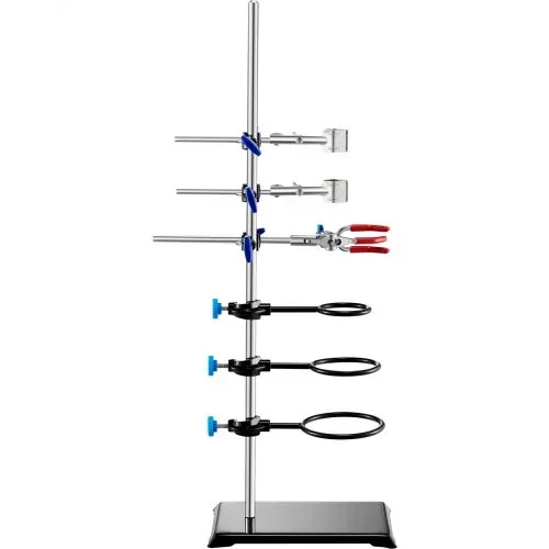 VEVOR Laborständer-Unterstützung, Labor-Retorten-Stützständer 1 Satz, Laborständer aus Stahl mit 60 cm Stab & 210,82 x 135 mm Gusseisenbasis, inkl. Kolbenklemmen, Bürettenklemmen und Kreuzklemmen – Bild 9
