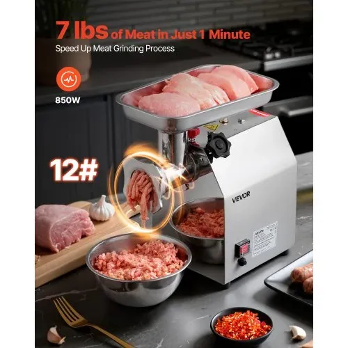 VEVOR elektrischer Fleischwolf mit 3,2 kg/min Kapazität, industrieller 850 W Tisch-Fleischwolf mit Klinge & Mahlplatte, Wurstmaschine, kommerzieller Fleischwolf aus Edelstahl für Küche Restaurant VEVOR elektrischer Fleischwolf mit 3,2 kg/min Kapazität, industrieller 850 W Tisch-Fleischwolf mit Klinge & Mahlplatte, Wurstmaschine, kommerzieller Fleischwolf aus Edelstahl für Küche Restaurant