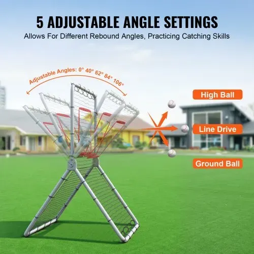 VEVOR Baseball- und Softball-Rebounder-Netz, 3,5 x 6 Fuß PitchBack Baseball Pitching Nest, Softball Pitchback-Netz, Fielding-Trainer, Bounce-Back-Netz für Fielding-/Wurfübungen, 5 einstellbare Winkel – Bild 2