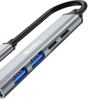 Sandberg 336-50 Schnittstellen-Hub USB Typ-C 5000 Mbit/s Grau Sandberg 336-50 Schnittstellen-Hub USB Typ-C 5000 Mbit/s Grau