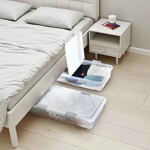 VEVOR Unterbettkommode Unterbettaufbewahrungsbox 2 Stk. Rollbar (101 x 51 x 15 cm) Unterbettbehälter mit Deckel &
grauem Riegel, Aufbewahrungsbox Organizer für Kleidung Schuhe Decken Schlafzimmer – Bild 7