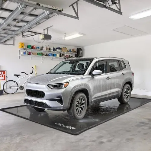VEVOR Auffangmatte PVC-Garagenbodenmatte rutschfest (2,4 x 5,5 x 0,03 m) mit Abziehbesen, strapazierfähiger & wasserdichter Auffangschutz Bodenschutz vor Schnee Regen Schlamm, Garagenmatte Schwarz – Bild 7