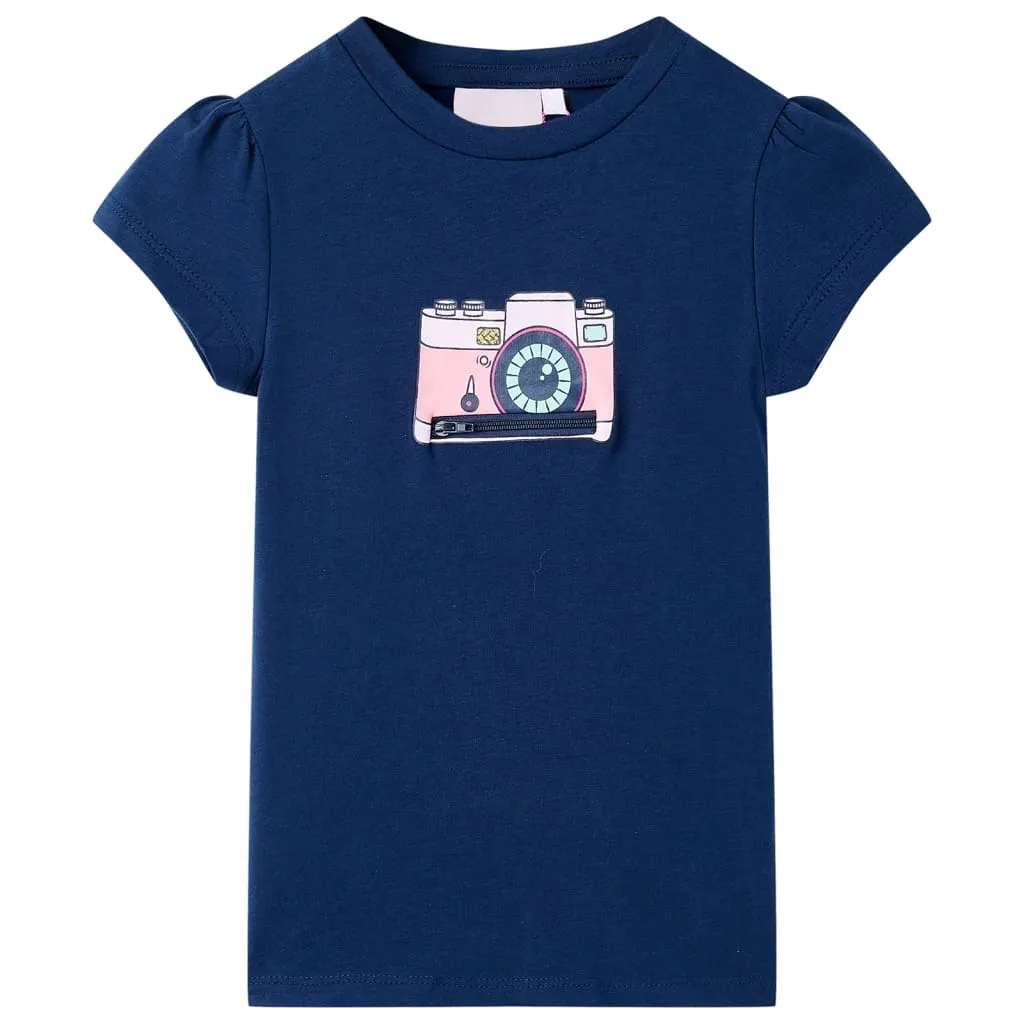 vidaXL Kinder-T-Shirt Marineblau 128 vidaXL Kinder-T-Shirt Marineblau 128