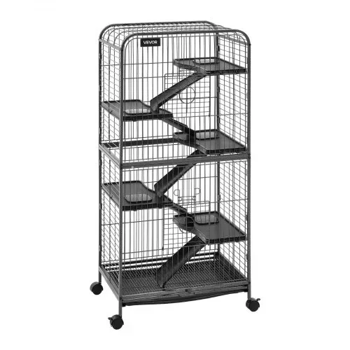 VEVOR Kleintierkäfig Frettchenkäfig Kleintiergehege 635x435x1330 mm, Frettchen Chinchillas Gleithörnchen Kleine Katzen & Kaninchen 6-Stöckig 25,4 mm Drahtabstand Feststellbare Schwenkrolle – Bild 9