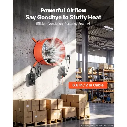 VEVOR Giebellüfter 40,6cm Dachbodenlüfter mit 4995,1m³/h Luftstrom Orange, Kühlung & Luftzirkulation für Dachboden Werkstatt & Lager, Kohlenstoffstahlgehäuse, mit Thermostat Netzkabel & Steuerkabel VEVOR Giebellüfter 40,6cm Dachbodenlüfter mit 4995,1m³/h Luftstrom Orange, Kühlung & Luftzirkulation für Dachboden Werkstatt & Lager, Kohlenstoffstahlgehäuse, mit Thermostat Netzkabel & Steuerkabel