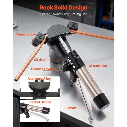 VEVOR Rohrbiegegerät Hydraulisch, 6-22 mm, Biegemaschine, 90°-Biegung, Rohrbieger mit 7 Aluminiumlegierungs-Biegebacken, für Reparaturen in der Klimatechnik, Kältetechnik & Kfz-Branche – Bild 4