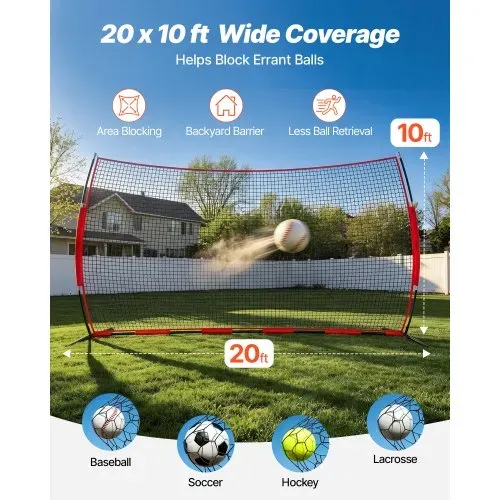 VEVOR Backstop-Netz, 620 x 140 cm Ballsport-Absperrnetz, Übungsausrüstung mit Tragetasche, Schutzschirm für Baseball-, Softball-, Lacrosse-, Fußball- und Hockeytraining, für den Garten VEVOR Backstop-Netz, 620 x 140 cm Ballsport-Absperrnetz, Übungsausrüstung mit Tragetasche, Schutzschirm für Baseball-, Softball-, Lacrosse-, Fußball- und Hockeytraining, für den Garten