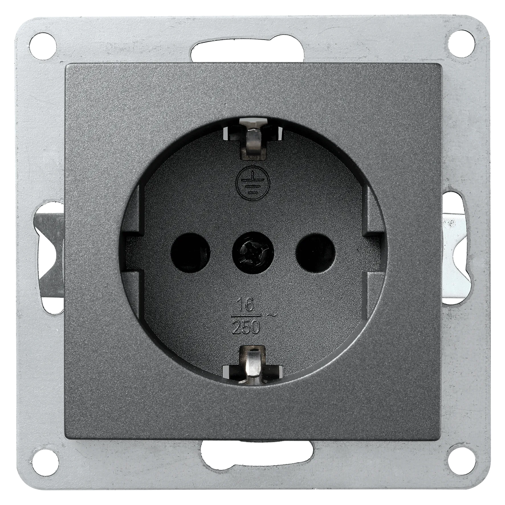 Schutzkontakt-Steckdose McPower “Flair“, 250V~/16A, Steckanschluss, anthrazit Schutzkontakt-Steckdose McPower “Flair“, 250V~/16A, Steckanschluss, anthrazit