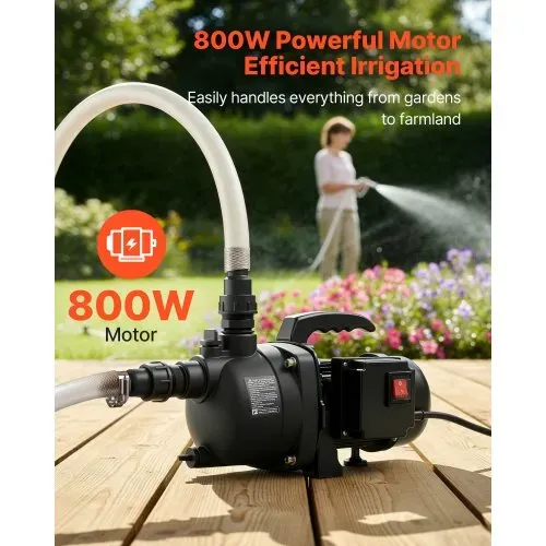 VEVOR Gartenpumpe 800 W, 230 V, Bewässerungspumpe Max. Fördermenge 3300 L/h, PP-Jetpumpe mit 44 m Förderhöhe, Überhitzungsschutz, Europäische Spannungsnormen, für Gartenbewässerung & -bewässerung VEVOR Gartenpumpe 800 W, 230 V, Bewässerungspumpe Max. Fördermenge 3300 L/h, PP-Jetpumpe mit 44 m Förderhöhe, Überhitzungsschutz, Europäische Spannungsnormen, für Gartenbewässerung & -bewässerung