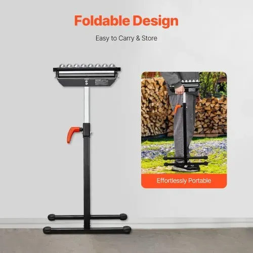 VEVOR 3-in-1 Rollenständer, 136 kg, 68–108 cm höhenverstellbar, Rollenbock mit 29,2 cm poliertem, multidirektionalem Rollenkopf, für Tischkreissägen-Auslauf, Holzbearbeitungs-Verlängerungsstütze – Bild 4