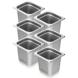 VEVOR Gastronormbehälter, Edelstahl Behälter 6 Stk. 1/6 Größe 178 x 168 x 160 mm Speisebehälter, kommerzieller Dampfpfanne Warmhaltebehälter für Speisen, Torten, Hotelpfanne Tisch Food Pan Buffet VEVOR Gastronormbehälter, Edelstahl Behälter 6 Stk. 1/6 Größe 178 x 168 x 160 mm Speisebehälter, kommerzieller Dampfpfanne Warmhaltebehälter für Speisen, Torten, Hotelpfanne Tisch Food Pan Buffet