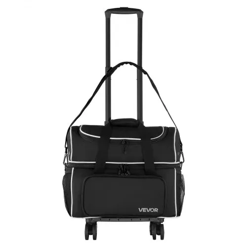 VEVOR Bowlingballtasche für 2 Bälle mit vier Rollen & separatem Fach für Schuhe (bis US-Größe 16) & übergroßer Zubehörtasche, einziehbarer Griff lässt sich auf 95 cm ausziehen Schwarz – Bild 8