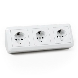 Steckdosenblock McPower “Cup“ 250V~/16A, Aufbau, weiß, 3-fach Schutzkontakt Steckdosenblock McPower “Cup“ 250V~/16A, Aufbau, weiß, 3-fach Schutzkontakt