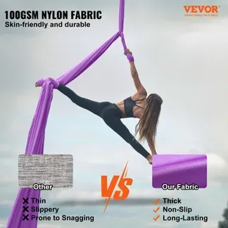 VEVOR Aerial Yoga Hängematte Set 8 x 2,8 m, Lila Aerial Yoga Swing Air Fliegen, Indoor Aerial Yoga Hammock Swing 1000 kg Max. Tragfähigkeit, inkl. Yoga-Socken & Stahlkarabiner & Alu-Drehgelenk VEVOR Aerial Yoga Hängematte Set 8 x 2,8 m, Lila Aerial Yoga Swing Air Fliegen, Indoor Aerial Yoga Hammock Swing 1000 kg Max. Tragfähigkeit, inkl. Yoga-Socken & Stahlkarabiner & Alu-Drehgelenk