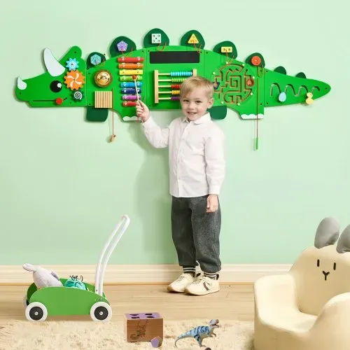VEVOR Dinosaurier-Aktivitätswand, Motorikbrett, 11 Spiele, Montessori-Sensorik-Spieltafel für Kinder von 3–12 Jahren, Lernaktivitätszentrum, ideal für Kinder-Spielzimmer, Kindergarten, Klassenzimmer – Bild 7