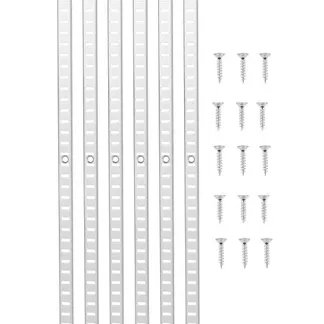 VEVOR Regalpilaster, 923 mm, 6er-Pack, verstellbare Regalhalterungen aus Stahl, Einsteck-Pilasterleisten-Standards mit 24 Schrauben, geeignet für Wandregalsystem, Schrankorganisation VEVOR Regalpilaster, 923 mm, 6er-Pack, verstellbare Regalhalterungen aus Stahl, Einsteck-Pilasterleisten-Standards mit 24 Schrauben, geeignet für Wandregalsystem, Schrankorganisation