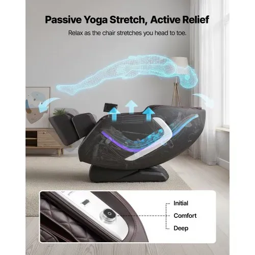 VEVOR Massagesessel Ganzkörpermassagesessel Zero Gravity mit SL-Schiene & Yoga-Stretch-Modus, Relaxsessel mit Heizung & einziehbarem Pedal & 36 Airbags & LCD-Bildschirm Massagestuhl 4D-Massage – Bild 2