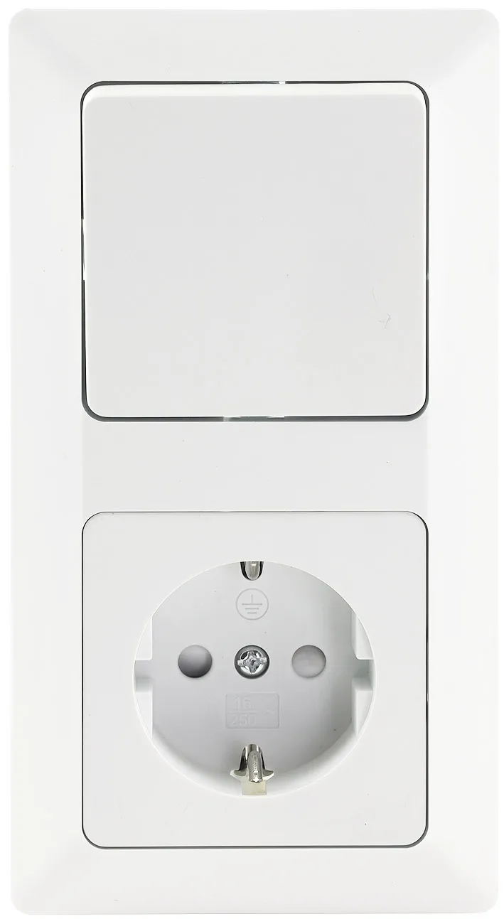 MILOS Set Steckdose + Schalter + Rahmen 250V~/ 16A, Steckanschluss, Matt-weiß MILOS Set Steckdose + Schalter + Rahmen 250V~/ 16A, Steckanschluss, Matt-weiß